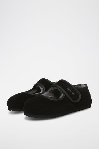 Babies fourrées en nubuck Teal - Noir