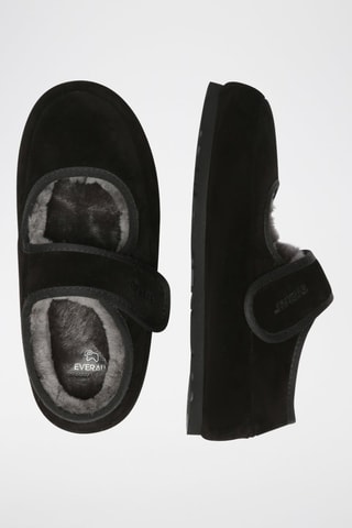 Babies fourrées en nubuck Teal - Noir