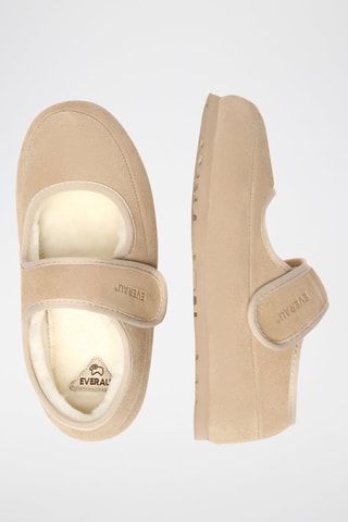 Gevoerde Nubuck Mary Janes Teal  - Beige