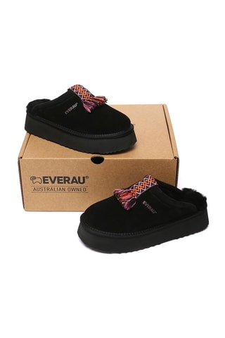 Gevoerde Nubuck Platform Clogs Caspian  - Zwart