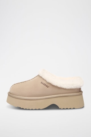 Gevoerde Schapenleren Platform Clogs Savanna  - Beige