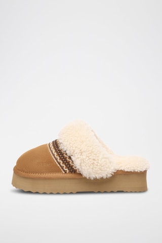 Gevoerde Nubuck Platform Clogs Crake  - Bruin