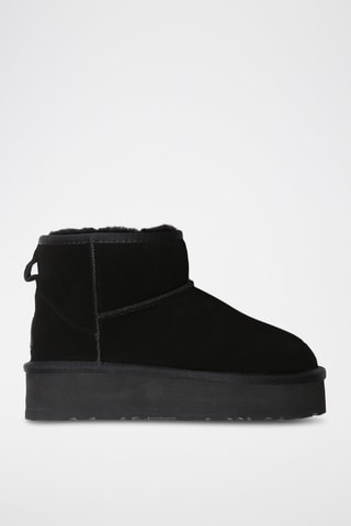 Gevoerde Nubuck Platform Enkellaarzen Dusky  - Zwart