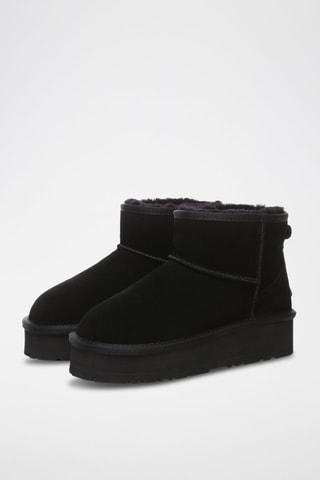 Gevoerde Nubuck Platform Enkellaarzen Dusky  - Zwart