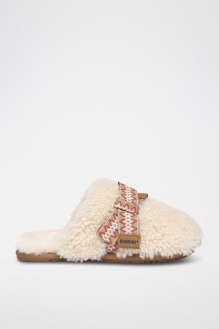 Gevoerde Schapenwollen Clogs Moorhen  - Beige