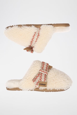 Gevoerde Schapenwollen Clogs Moorhen  - Beige
