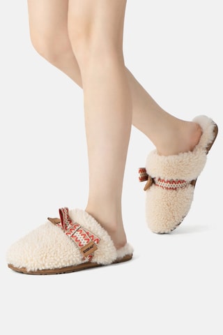 Gevoerde Schapenwollen Clogs Moorhen  - Beige