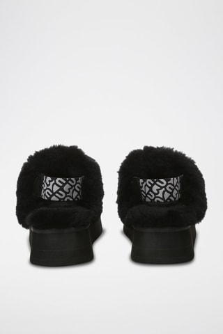 Gevoerde Nubuck Platform Pantoffels Wagtail - Zwart