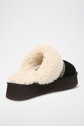 Gevoerde Nubuck Platform Clogs Crake  - Zwart