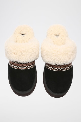 Gevoerde Nubuck Platform Clogs Crake  - Zwart