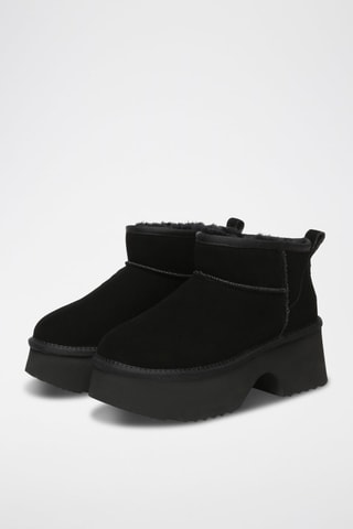 Gevoerde Nubuck Platform Enkellaarzen Nicobar  - Zwart