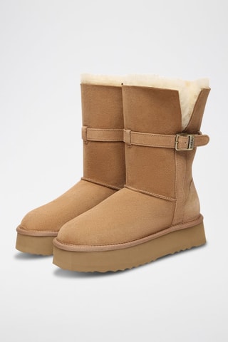 Gevoerde Nubuck Platform Enkellaarzen Brush  - Bruin