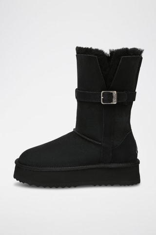 Gevoerde Nubuck Platform Enkellaarzen Brush  - Zwart
