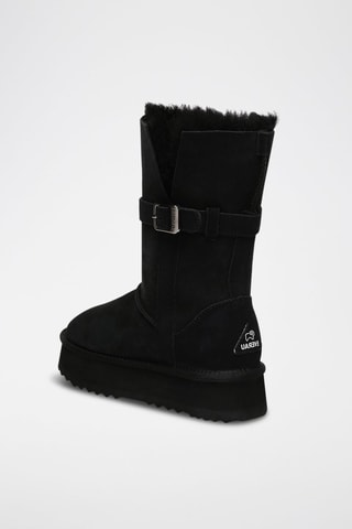 Gevoerde Nubuck Platform Enkellaarzen Brush  - Zwart
