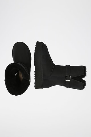 Gevoerde Nubuck Platform Enkellaarzen Brush  - Zwart