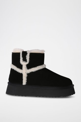 Gevoerde Nubuck Platform Enkellaarzen Barren - Zwart