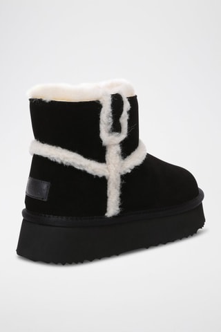 Gevoerde Nubuck Platform Enkellaarzen Barren - Zwart