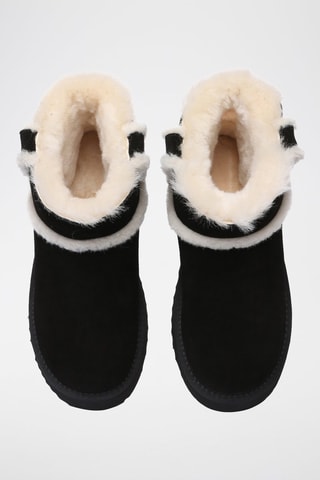 Gevoerde Nubuck Platform Enkellaarzen Barren - Zwart