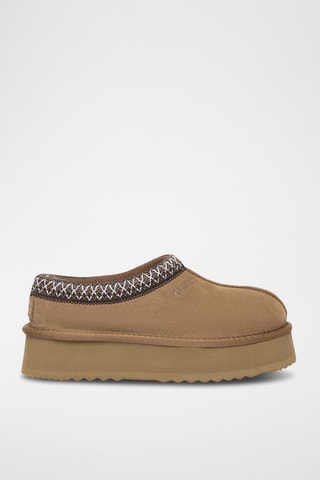 Gevoerde Platform Nubuck Pantoffels Wonga  - Bruin