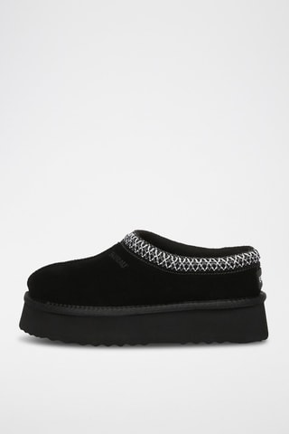 Gevoerde Platform Nubuck Pantoffels Wonga  - Zwart