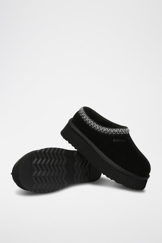 Gevoerde Platform Nubuck Pantoffels Wonga  - Zwart