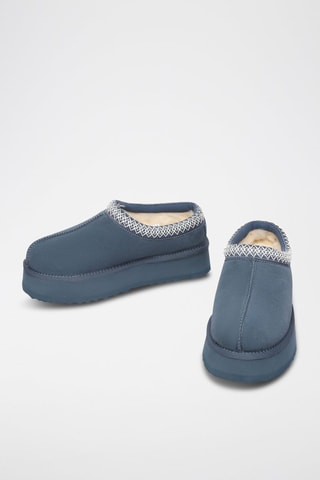 Sabots fourrés plateformes en nubuck Wonga - Bleu