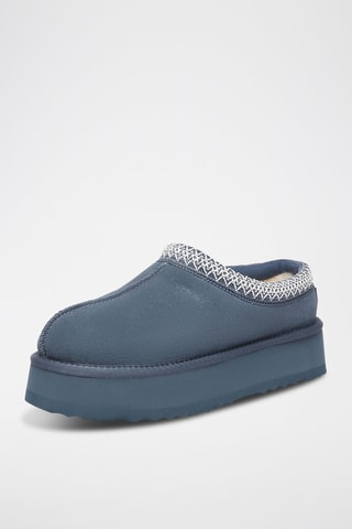 Sabots fourrés plateformes en nubuck Wonga - Bleu