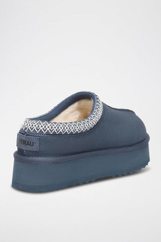 Sabots fourrés plateformes en nubuck Wonga - Bleu
