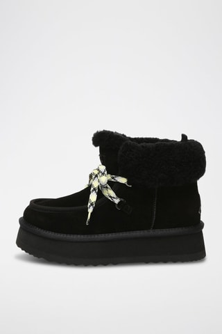 Gevoerde Nubuck Platform Enkellaarzen Lapwing - Zwart