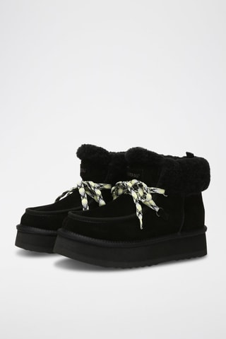 Gevoerde Nubuck Platform Enkellaarzen Lapwing - Zwart