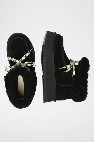 Gevoerde Nubuck Platform Enkellaarzen Lapwing - Zwart