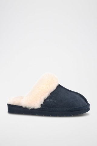 Gevoerde Nubuck Pantoffels Raven - Blauw