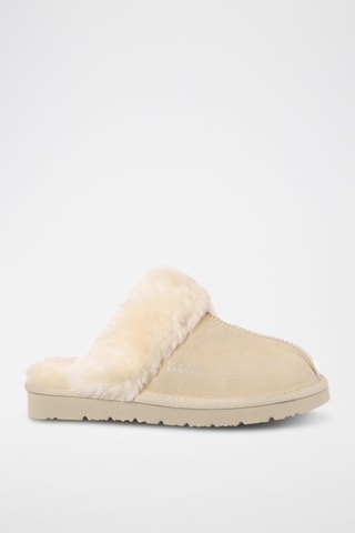 Gevoerde Nubuck Pantoffels Raven - Beige