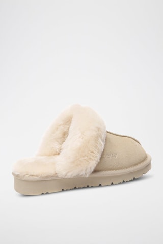 Gevoerde Nubuck Pantoffels Raven - Beige