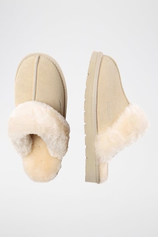 Gevoerde Nubuck Pantoffels Raven - Beige