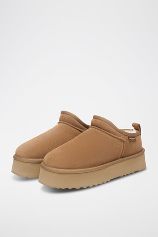 Gevoerde Nubuck Platform Enkellaarzen Classic  - Bruin