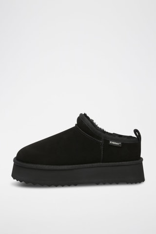 Gevoerde Nubuck Platform Enkellaarzen Classic  - Zwart