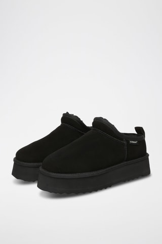 Gevoerde Nubuck Platform Enkellaarzen Classic  - Zwart