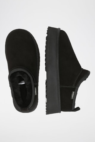 Gevoerde Nubuck Platform Enkellaarzen Classic  - Zwart