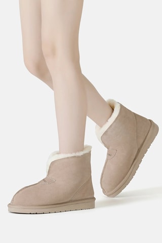 Gevoerde Nubuck Enkellaarzen Owl  - Beige