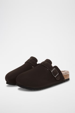 Sabots compensés en cuir suédé Hazco - Marron