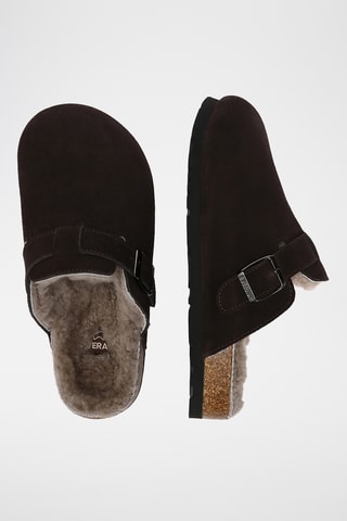 Sabots compensés en cuir suédé Hazco - Marron