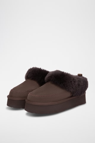 Sabots fourrées en cuir suédé Pulvara - Marron