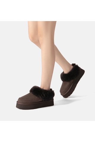 Sabots fourrées en cuir suédé Pulvara - Marron