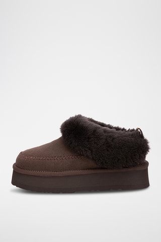 Sabots fourrées en cuir suédé Pulvara - Marron