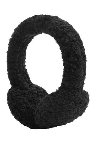 Schapenleren en Wollen Oorwarmers Cozetteearmuffs - Zwart