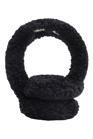 Schapenleren en Wollen Oorwarmers Cozetteearmuffs - Zwart