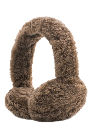 Schapenleren en Wollen Oorwarmers Cozetteearmuffs - Bruin