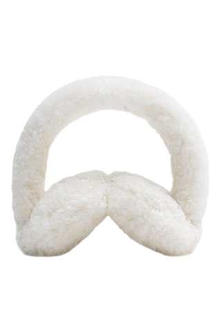 Schapenleren en Wollen Oorwarmers Cozetteearmuffs - Beige