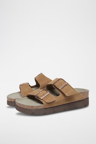 Mules plateformes en cuir suédé Sandalplatform - Marron